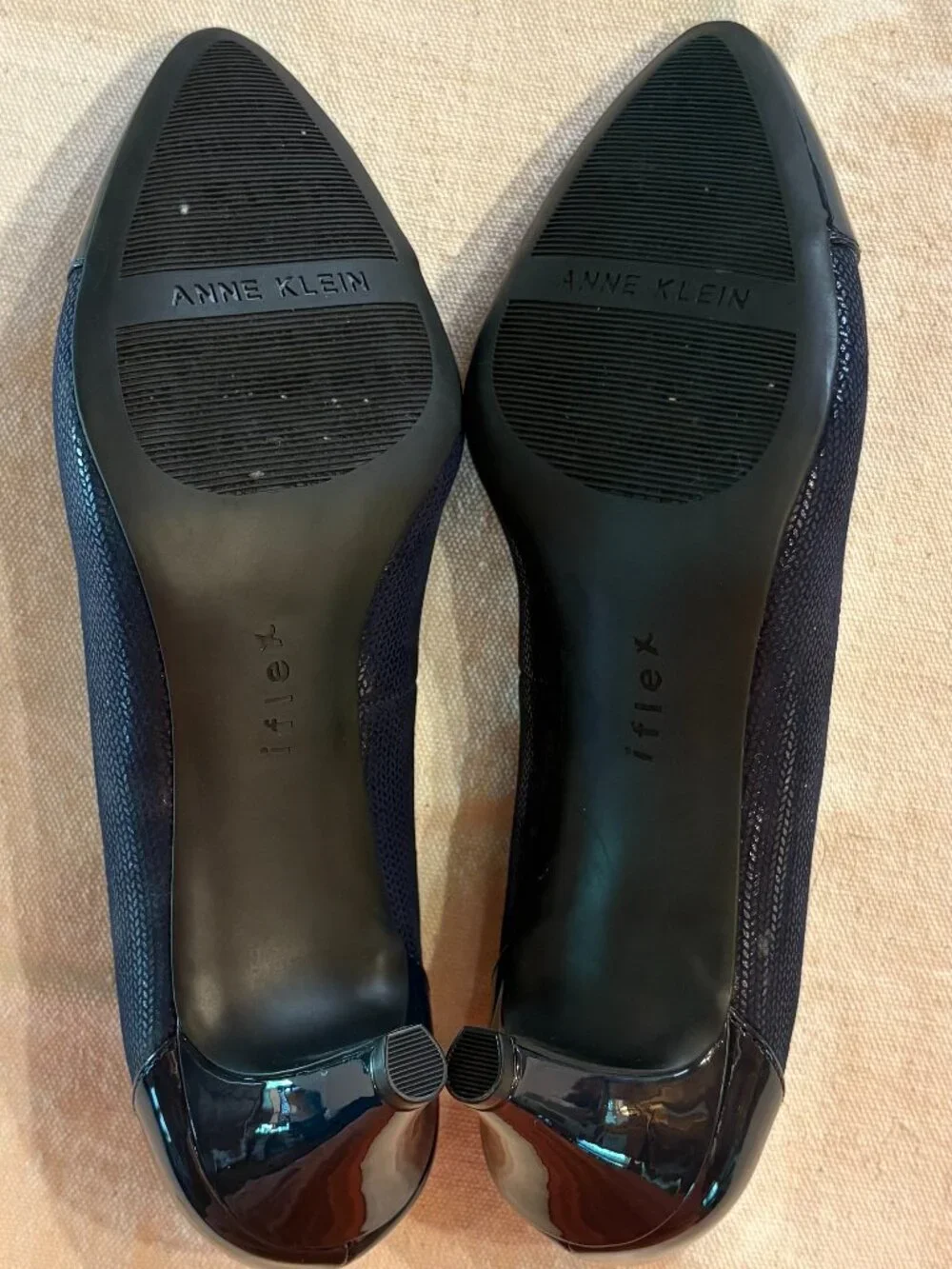 Anne Klein iflex pumps, navy, cap-toe, kitten heal, size 10M